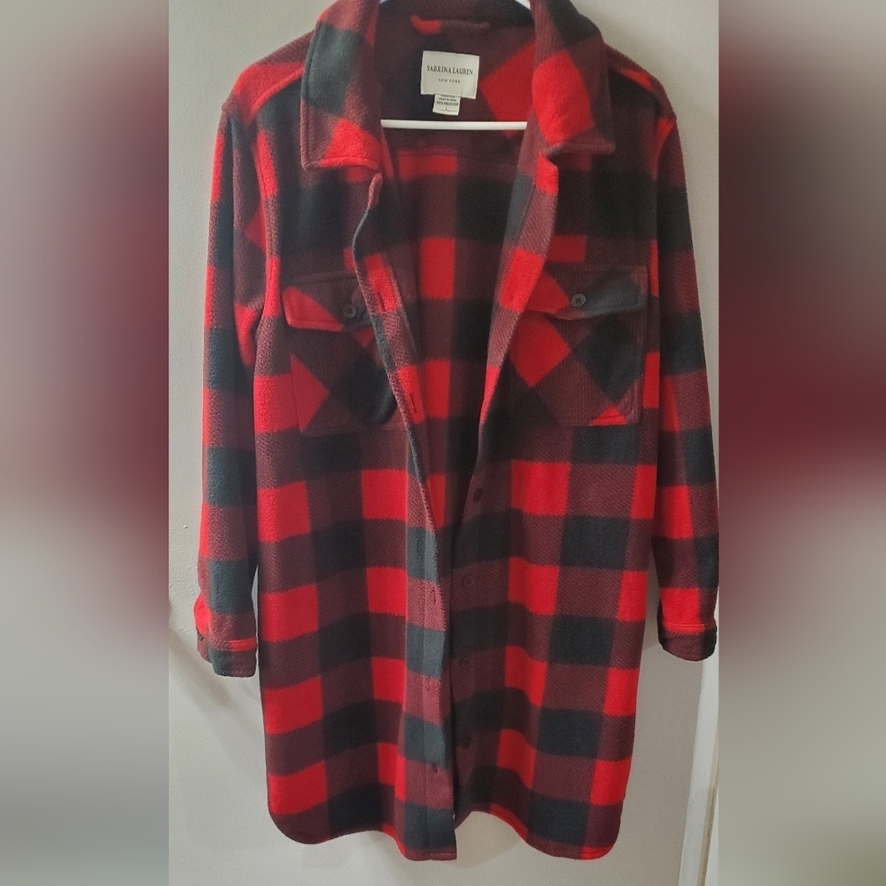 Sabrina Lauren Women's Bold Red and Black Checkered Jacket. Sz L